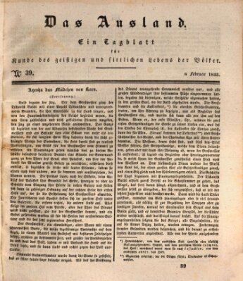 Das Ausland Sonntag 8. Februar 1835