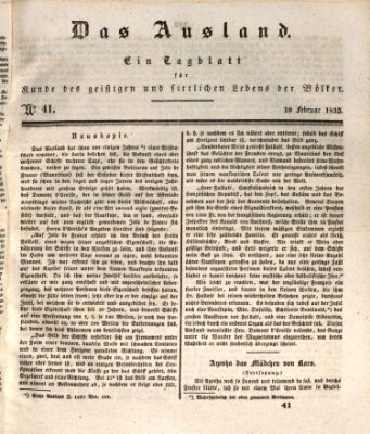 Das Ausland Dienstag 10. Februar 1835