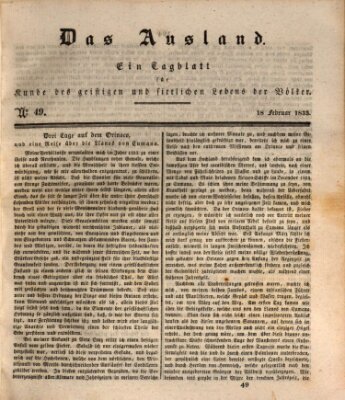 Das Ausland Mittwoch 18. Februar 1835