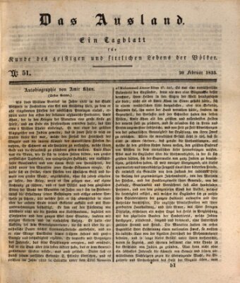 Das Ausland Freitag 20. Februar 1835