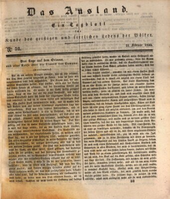 Das Ausland Samstag 21. Februar 1835