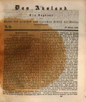 Das Ausland Sonntag 22. Februar 1835