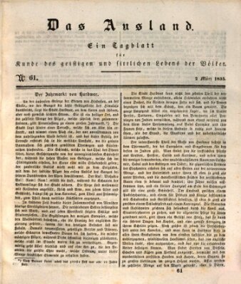 Das Ausland Montag 2. März 1835