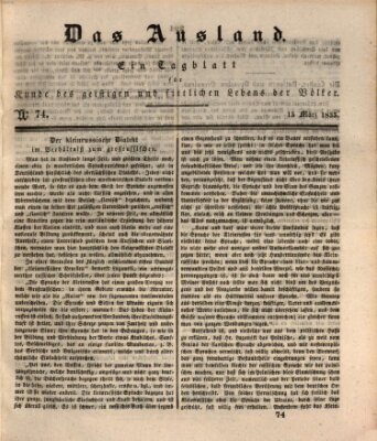 Das Ausland Sonntag 15. März 1835