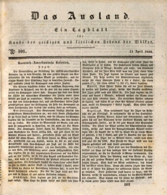 Das Ausland Samstag 11. April 1835