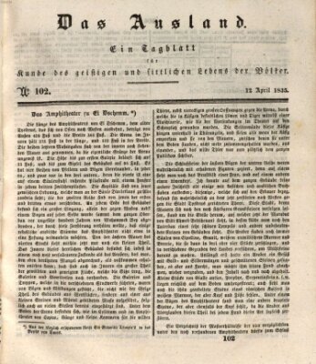 Das Ausland Sonntag 12. April 1835