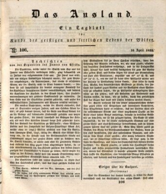 Das Ausland Donnerstag 16. April 1835