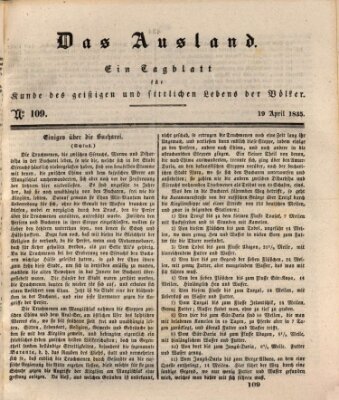 Das Ausland Sonntag 19. April 1835