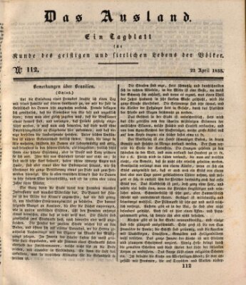 Das Ausland Mittwoch 22. April 1835