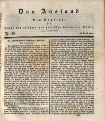 Das Ausland Samstag 25. April 1835