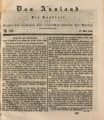 Das Ausland Sonntag 17. Mai 1835