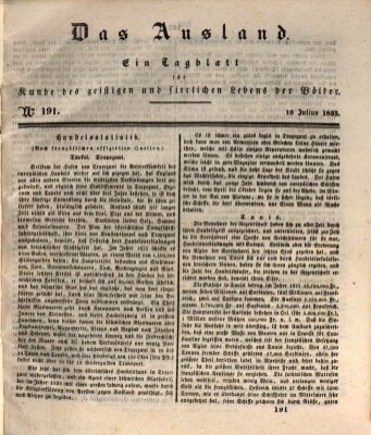 Das Ausland Freitag 10. Juli 1835