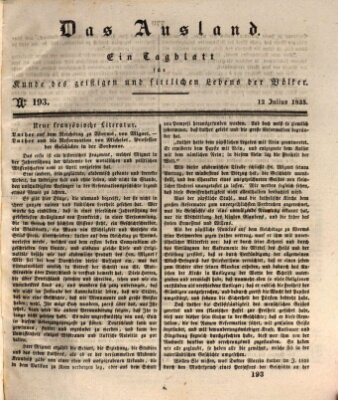 Das Ausland Sonntag 12. Juli 1835