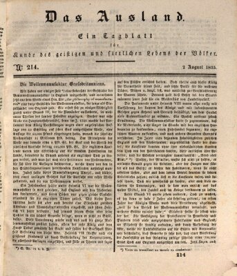 Das Ausland Sonntag 2. August 1835