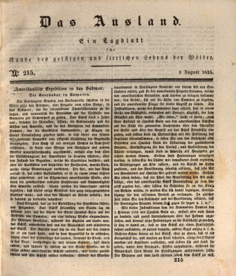 Das Ausland Montag 3. August 1835