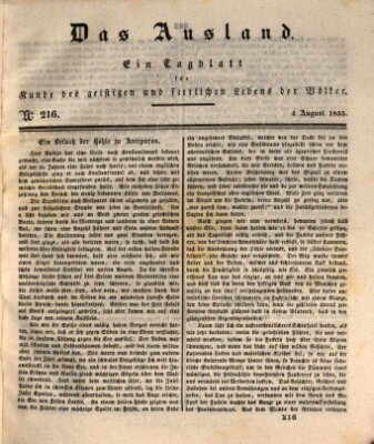 Das Ausland Dienstag 4. August 1835