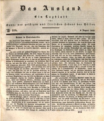 Das Ausland Donnerstag 6. August 1835