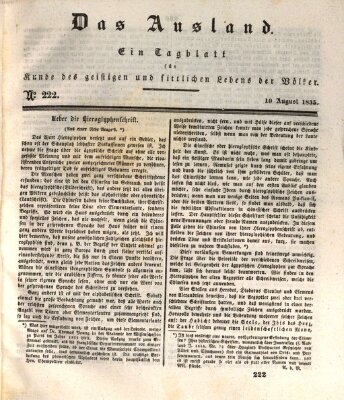 Das Ausland Montag 10. August 1835