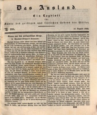 Das Ausland Dienstag 11. August 1835