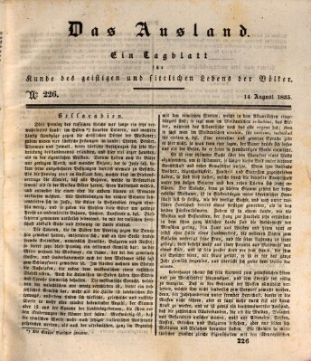 Das Ausland Freitag 14. August 1835