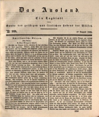 Das Ausland Montag 17. August 1835