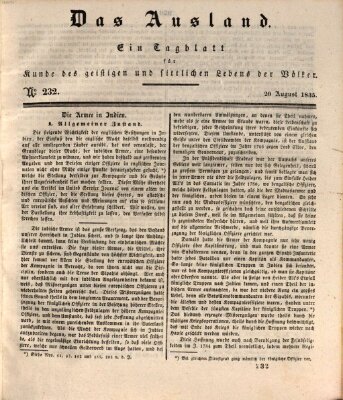 Das Ausland Donnerstag 20. August 1835