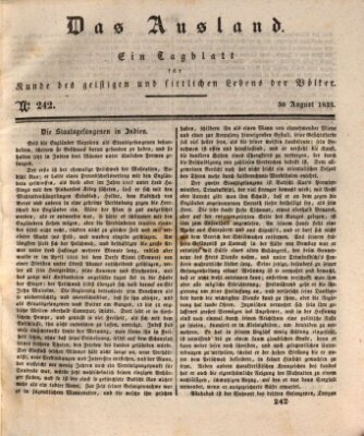 Das Ausland Sonntag 30. August 1835