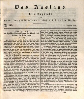 Das Ausland Montag 31. August 1835