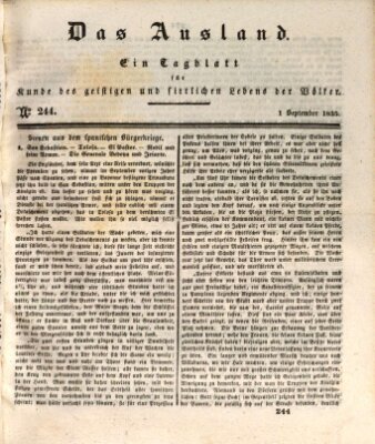 Das Ausland Dienstag 1. September 1835