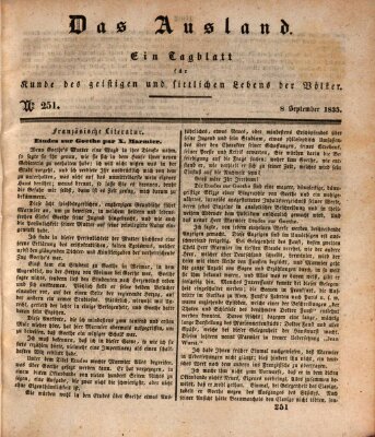 Das Ausland Dienstag 8. September 1835