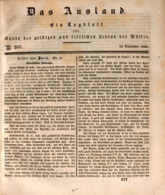 Das Ausland Montag 14. September 1835