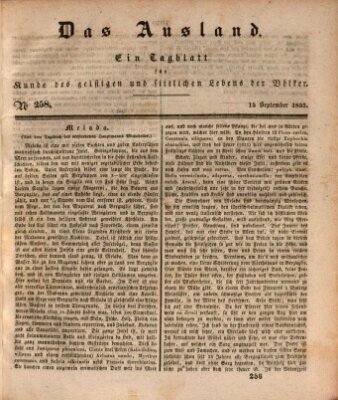 Das Ausland Dienstag 15. September 1835