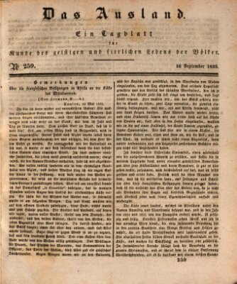 Das Ausland Mittwoch 16. September 1835