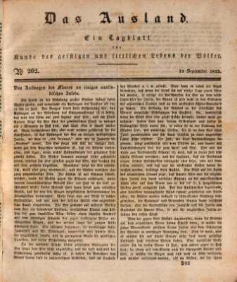 Das Ausland Samstag 19. September 1835