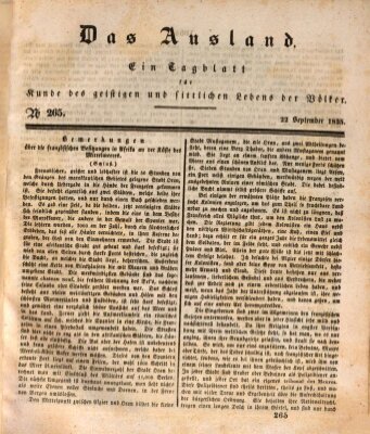 Das Ausland Dienstag 22. September 1835