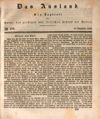 Das Ausland Sonntag 27. September 1835