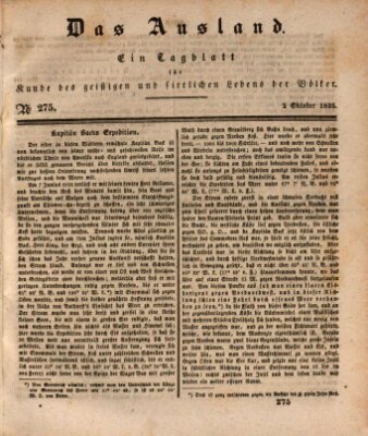 Das Ausland Freitag 2. Oktober 1835