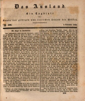 Das Ausland Montag 2. November 1835