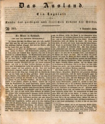 Das Ausland Samstag 7. November 1835