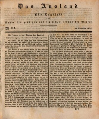 Das Ausland Freitag 13. November 1835