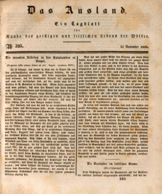 Das Ausland Samstag 21. November 1835