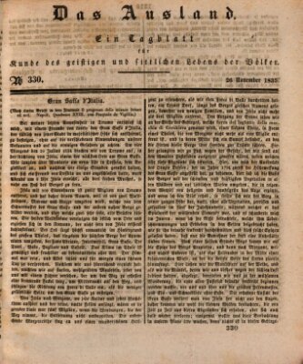 Das Ausland Donnerstag 26. November 1835