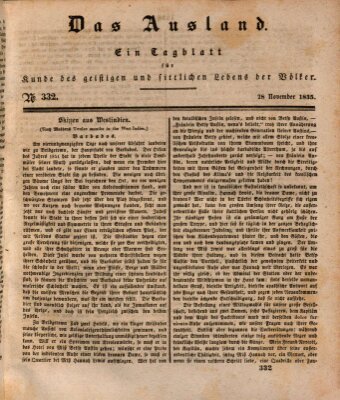 Das Ausland Samstag 28. November 1835