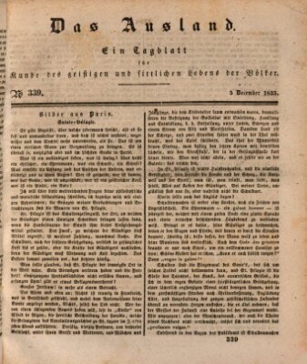 Das Ausland Samstag 5. Dezember 1835