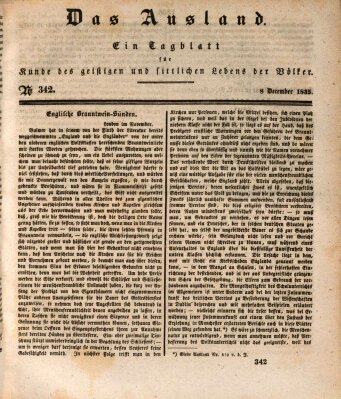 Das Ausland Dienstag 8. Dezember 1835