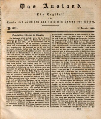 Das Ausland Sonntag 27. Dezember 1835