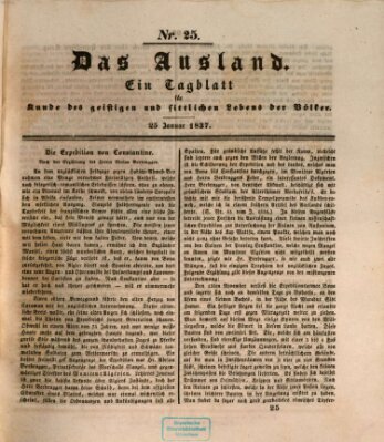 Das Ausland Mittwoch 25. Januar 1837