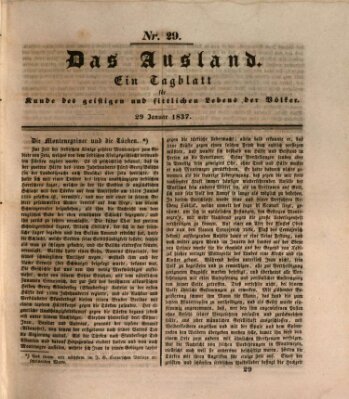 Das Ausland Sonntag 29. Januar 1837