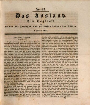 Das Ausland Mittwoch 1. Februar 1837