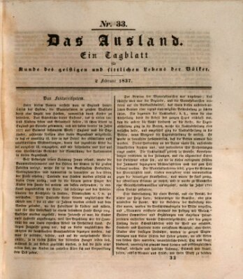 Das Ausland Donnerstag 2. Februar 1837